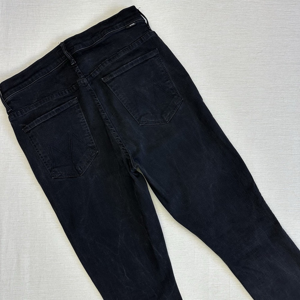 Mother Stunner Zip Ankle Step Fray Jeans Size 31 Black USA Not Guilty Wash - Picture 11 of 13